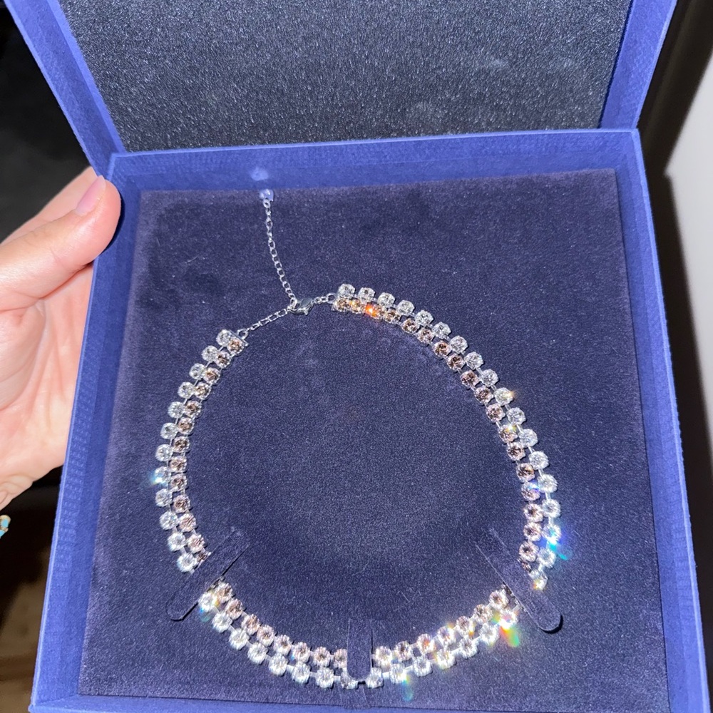 Swarovski Silver and pink Crystal Necklace